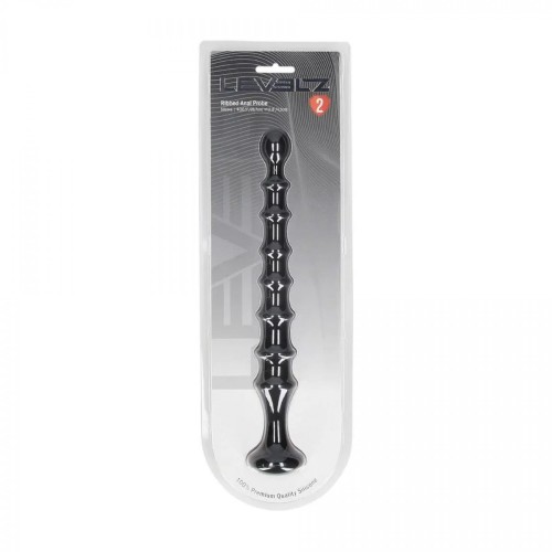 Ribbed Silicone Flared Anal Probe - Black