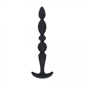 Multi Textured Silicone Flared Anal Probe - Black