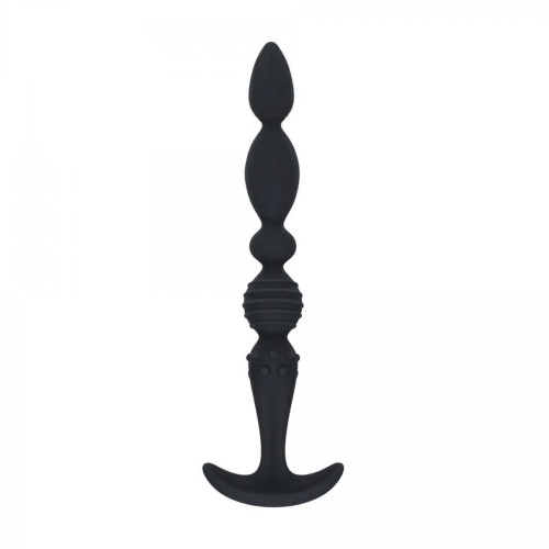 Multi Textured Silicone Flared Anal Probe - Black
