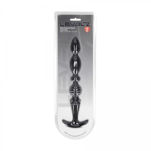 Multi Textured Silicone Flared Anal Probe - Black
