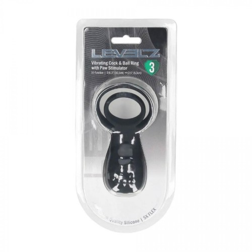 Vibrating Cock and Ball Ring with Paw Stimulator - Black