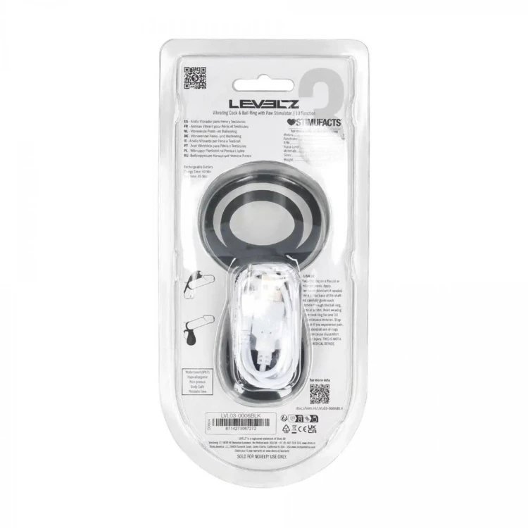 Vibrating Cock and Ball Ring with Paw Stimulator - Black