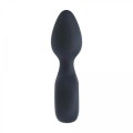 Vibrating Silicone Anal Plug with Loop - Black
