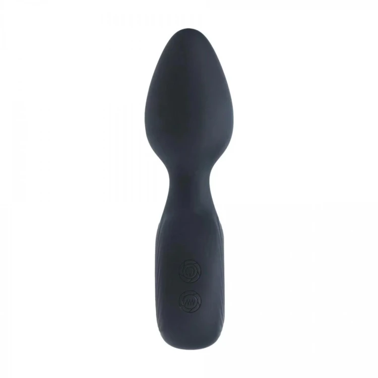 Vibrating Silicone Anal Plug with Loop - Black