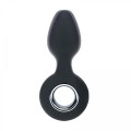 Vibrating Silicone Anal Plug with Loop - Black