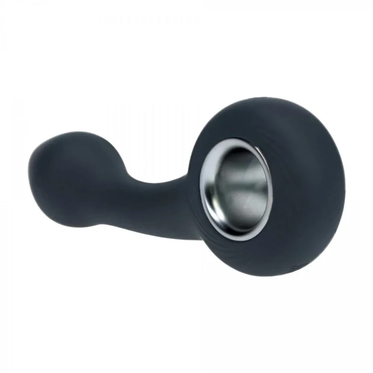 Vibrating Bulb Silicone Prostate Massager with Loop - Black