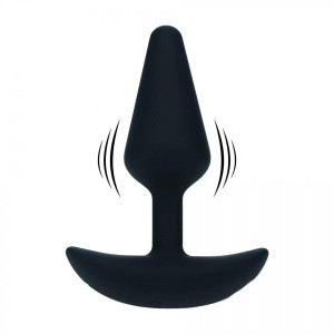 Classic Vibrating Silicone Anal Plug - S - Black
