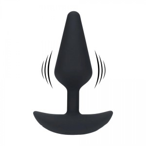Classic Vibrating Silicone Anal Plug - M - Black