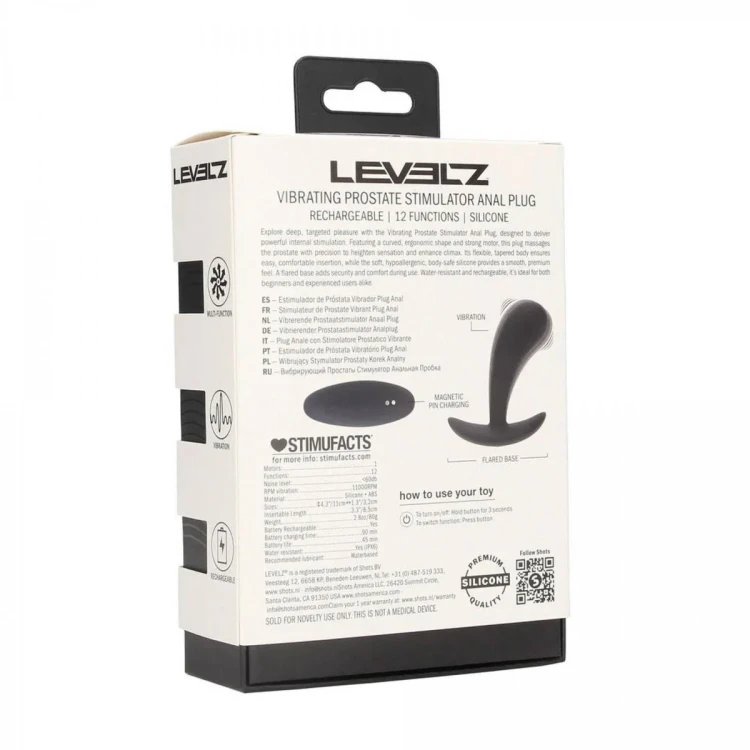 Vibrating Silicone Prostate Stimulator Anal Plug - S - Black