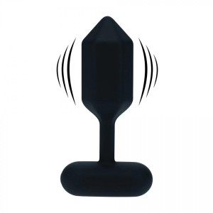 Hexagonal Vibrating Silicone Anal Plug - S - Black