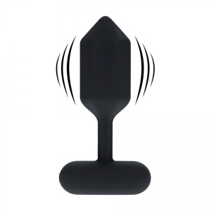 Hexagonal Vibrating Silicone Anal Plug - M - Black