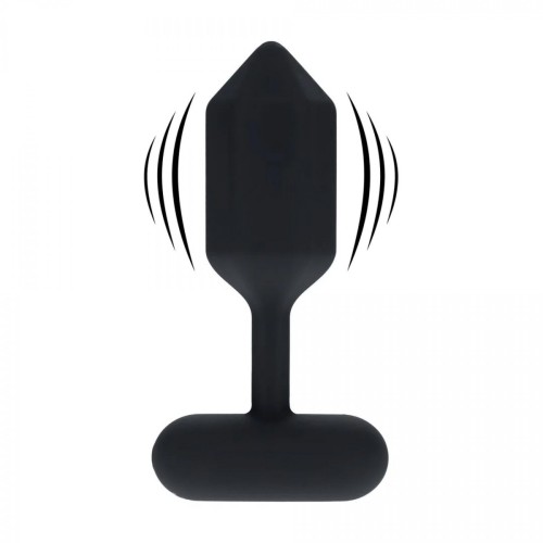 Hexagonal Vibrating Silicone Anal Plug - M - Black