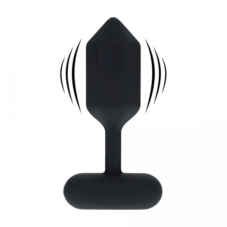 Hexagonal Vibrating Silicone Anal Plug - M - Black