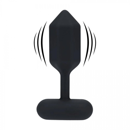 Hexagonal Vibrating Silicone Anal Plug - L - Black