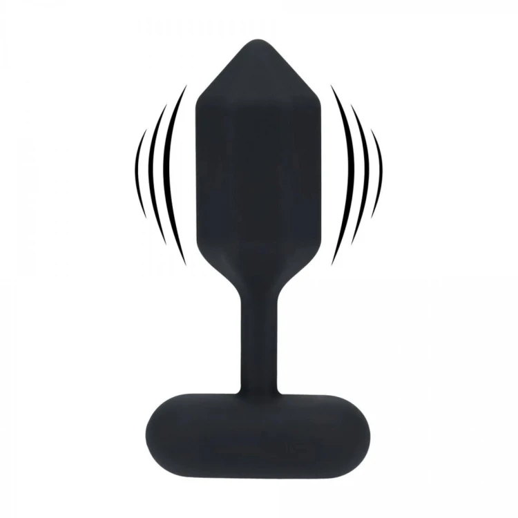 Hexagonal Vibrating Silicone Anal Plug - L - Black