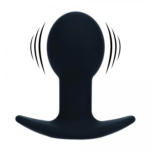 Single Bulb Vibrating Silicone Anal Plug - Black