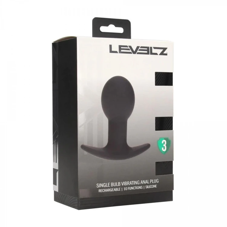 Single Bulb Vibrating Silicone Anal Plug - Black