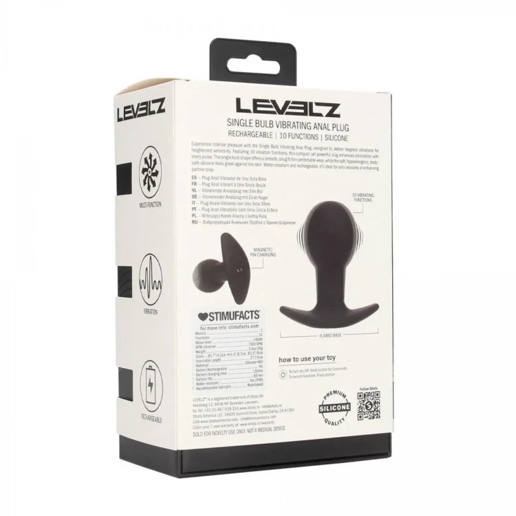 Single Bulb Vibrating Silicone Anal Plug - Black