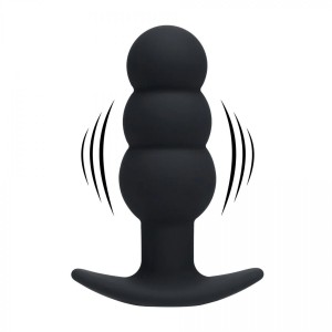 Tri Bulb Vibrating Silicone Anal Plug - Black