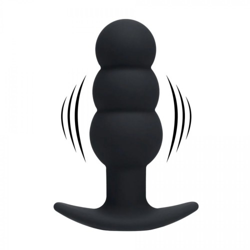 Tri Bulb Vibrating Silicone Anal Plug - Black