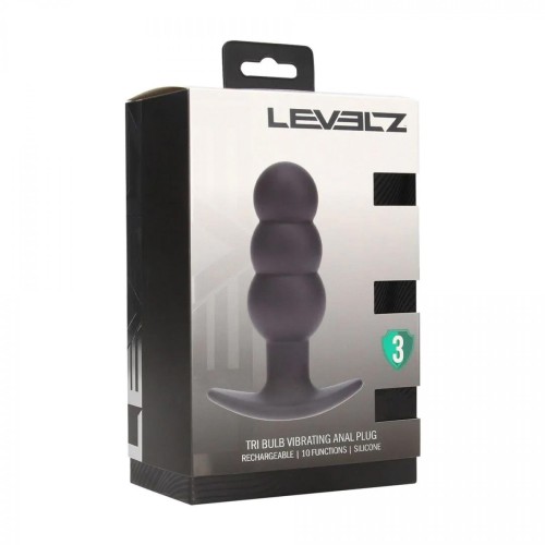 Tri Bulb Vibrating Silicone Anal Plug - Black