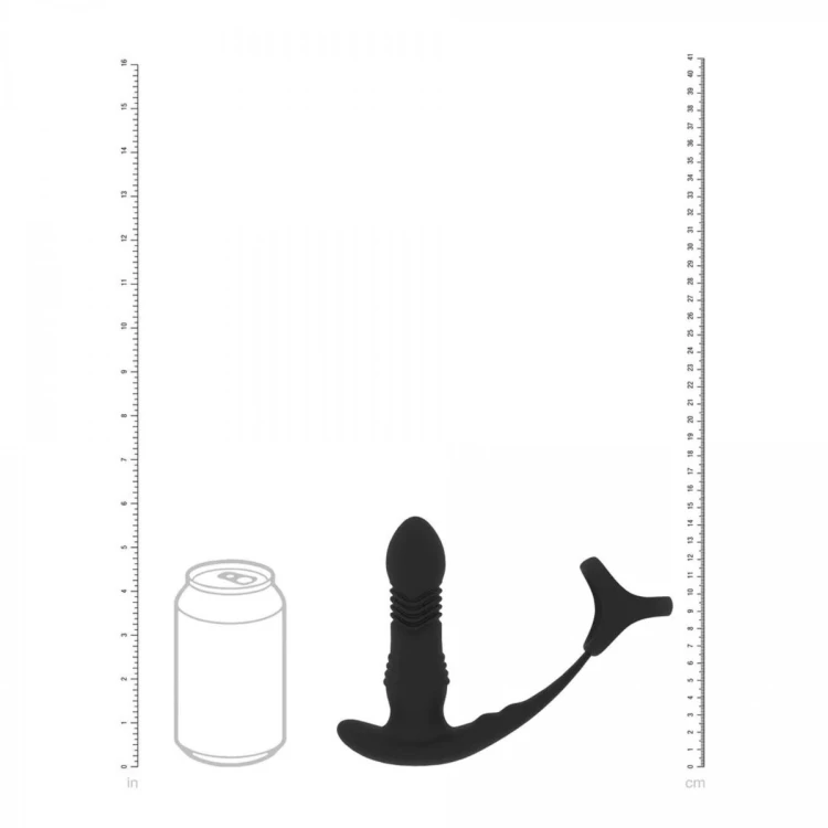 Vibrating and Thrusting Silicone Prostate Massager with Tri O Cockring - Black