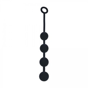 Round Silicone Anal Balls - L - 40mm - Black