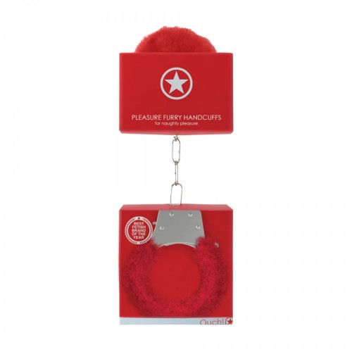 Pleasure Handcuffs Furry Red