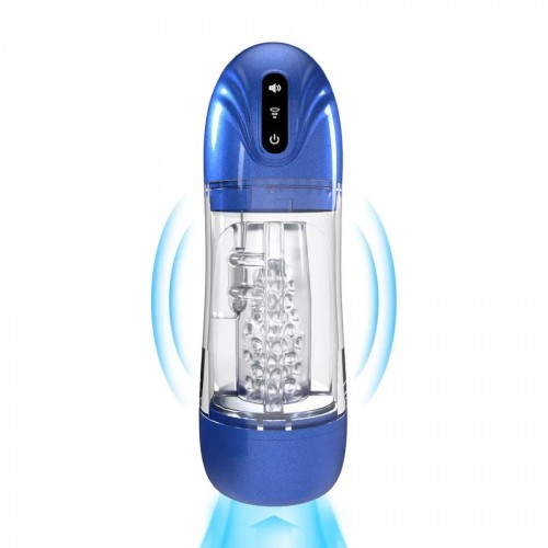SonicPull - Suction and Vibration Masturbator Pump - Multimedia Enhanced - Metallic Blue