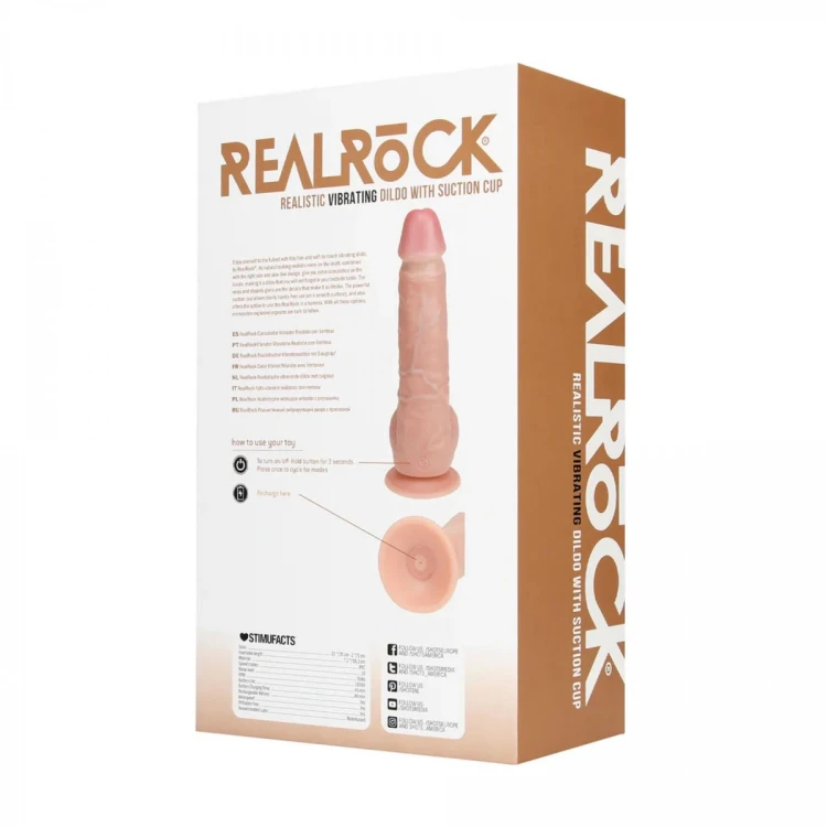 Vibrating Regular Straight Cock with Balls - 23 cm - Flesh