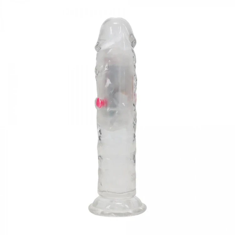 LED Vibrating Straight Cock - 15 cm - Transparent
