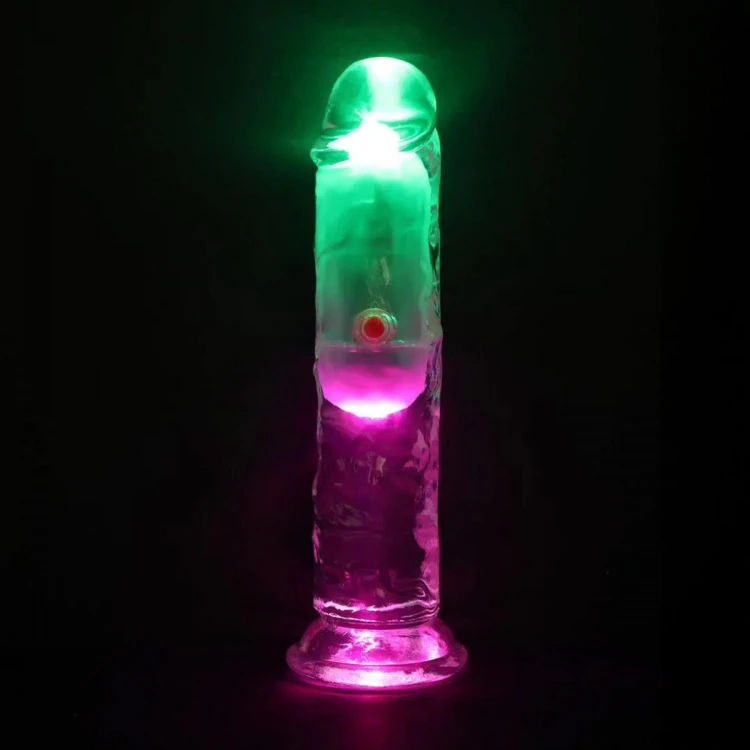 LED Vibrating Straight Cock - 15 cm - Transparent