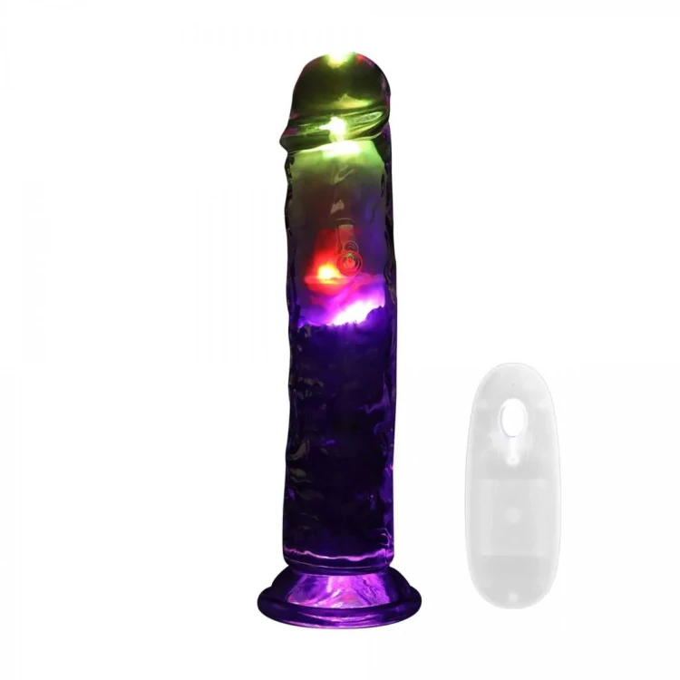 LED Vibrating Straight Cock - 20 cm - Transparent