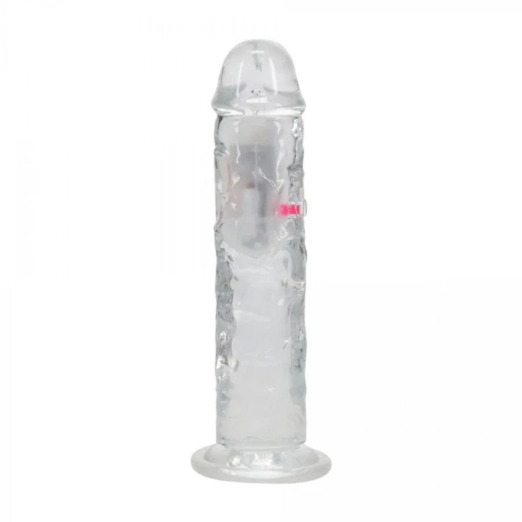 LED Vibrating Straight Cock - 20 cm - Transparent