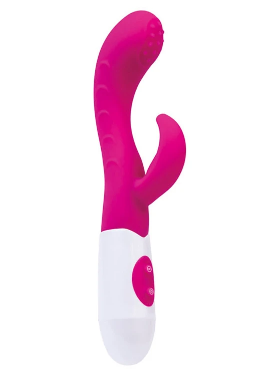 A-TOYS, Vibrator Nessy with Clitoral Stimulator, Silicone, Pink, 20 cm, 10 speeds, 2xAAA