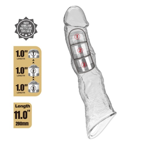 Pretty Love Extension Penis Sleeve with Modular Length Blocks Clear – 28 cm