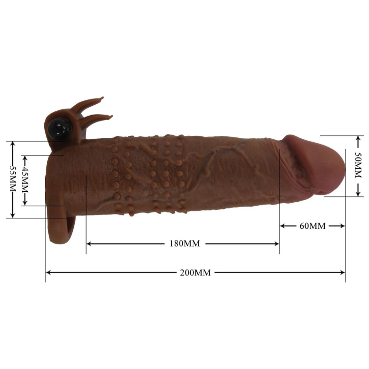 Pretty Love Quillon – 20 cm Vibrating Penis Sleeve Brown