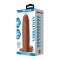 Pretty Love Xerxes – 22 cm Vibrating Penis Sleeve, Dark Brown