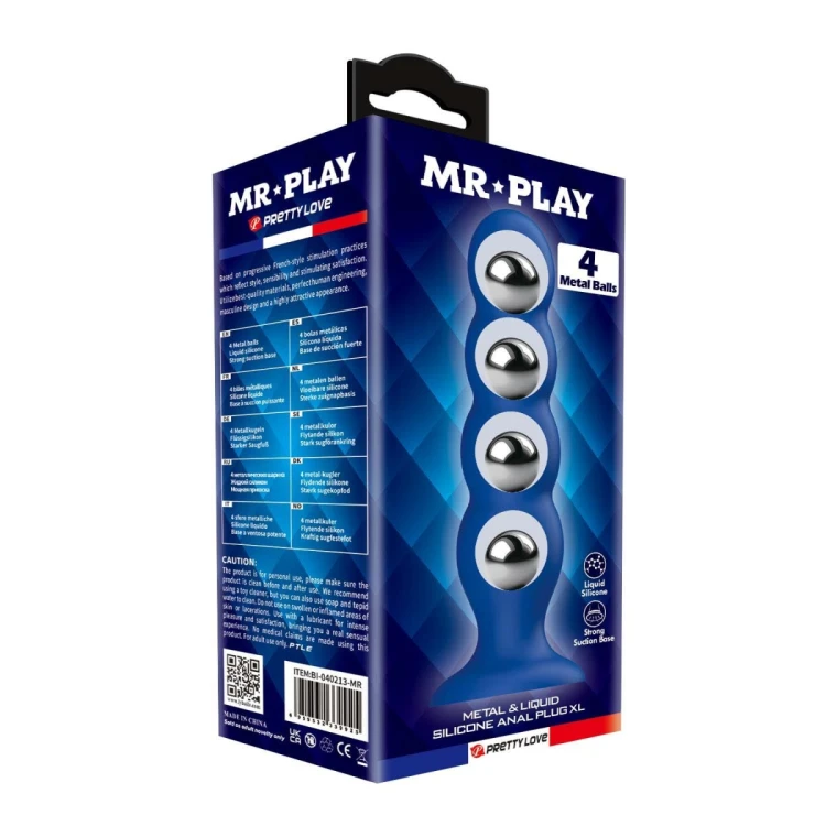 Mr. Play Metal & Liquid Silicone Anal Plug with 4 Metal Balls