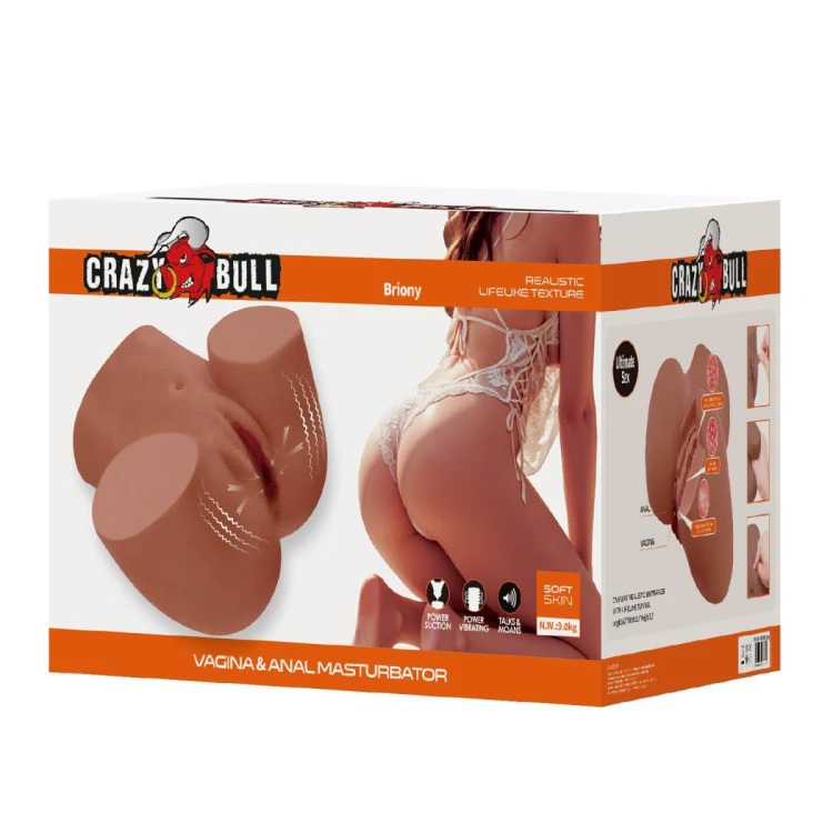 Crazy Bull Briony Realistic Vagina & Anal Masturbator with Vibrations – Brown