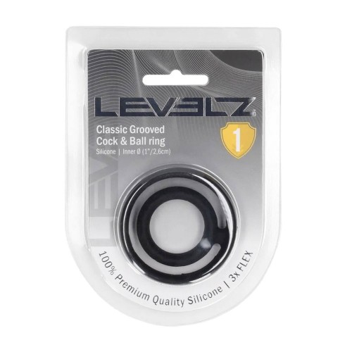 Classic Grooved Silicone Cock and Ball Ring - Black