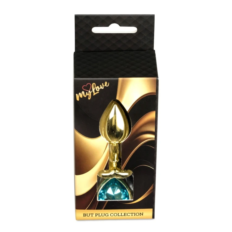 MyLove Toys - Jewellery Gold  Heart PLUG- Light Blue