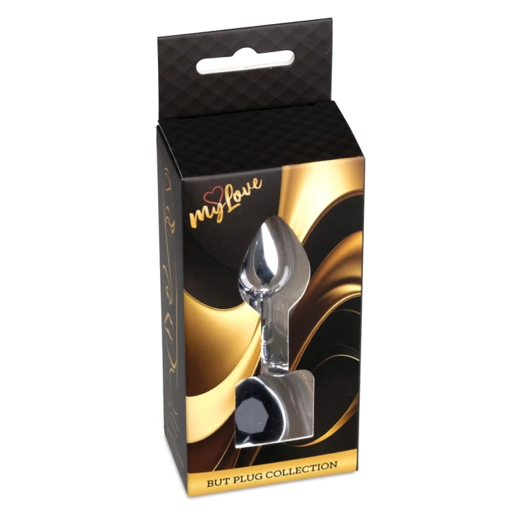 MyLove Toys - Jewellery Silver  Heart PLUG- Black