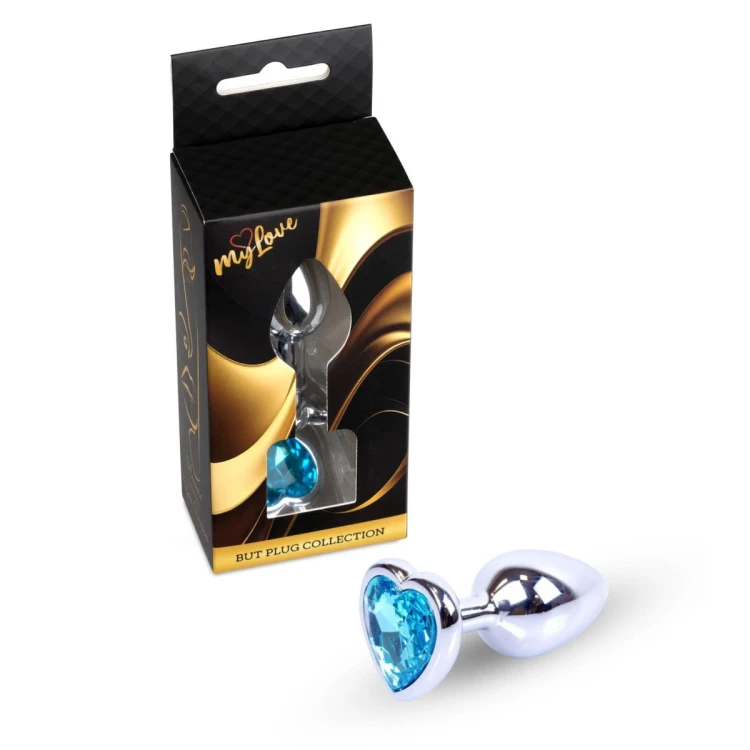 MyLove Toys - Jewellery Silver  Heart PLUG- Light Blue