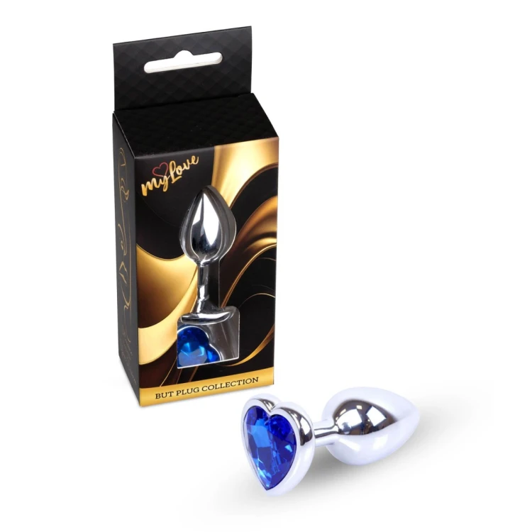 MyLove Toys - Jewellery Silver  Heart PLUG- Dark Blue