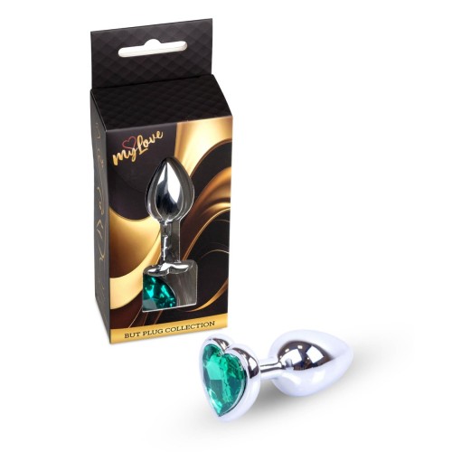 MyLove Toys - Jewellery Silver  Heart PLUG- Green