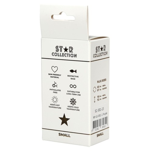 Star Collection - Purple Silicone Anal Plug S - Light Blue Stone