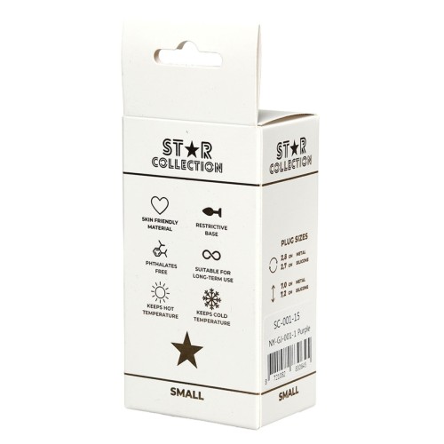 Star Collection - Purple Silicone Anal Plug S - Light Pink Stone