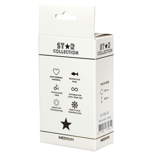 Star Collection - Black Silicone Anal Plug M - Clear Stone