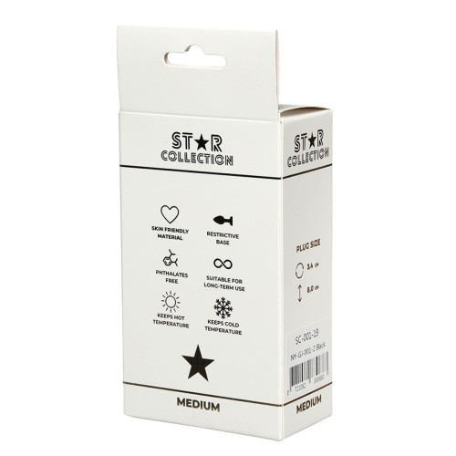 Star Collection - Black Silicone Anal Plug M - Purple Stone